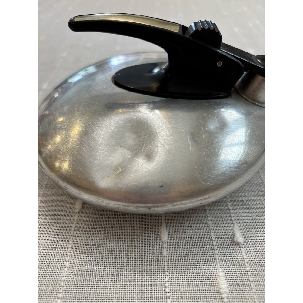Unique Vintage Art Deco UFO Brushed Aluminum Whistling Tea Kettle Travel Size - Picture 12 of 12